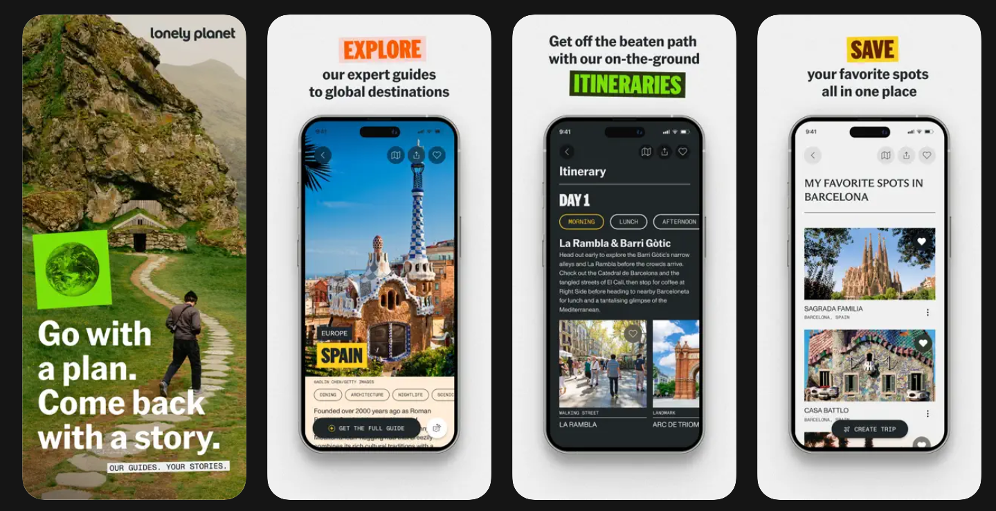 Lonely Planet app store screenshots